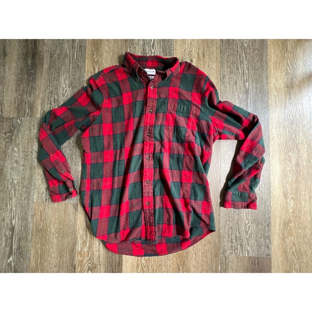 Saddlebred Flannel Shirt Mens Large Red Green Plaid Classic Fit Long Sleeve